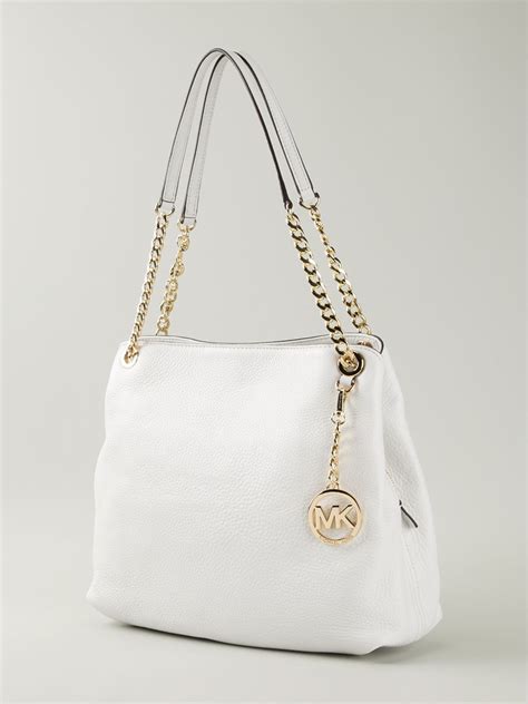 michael kors white shimery bag|white shoulder bag michael kors.